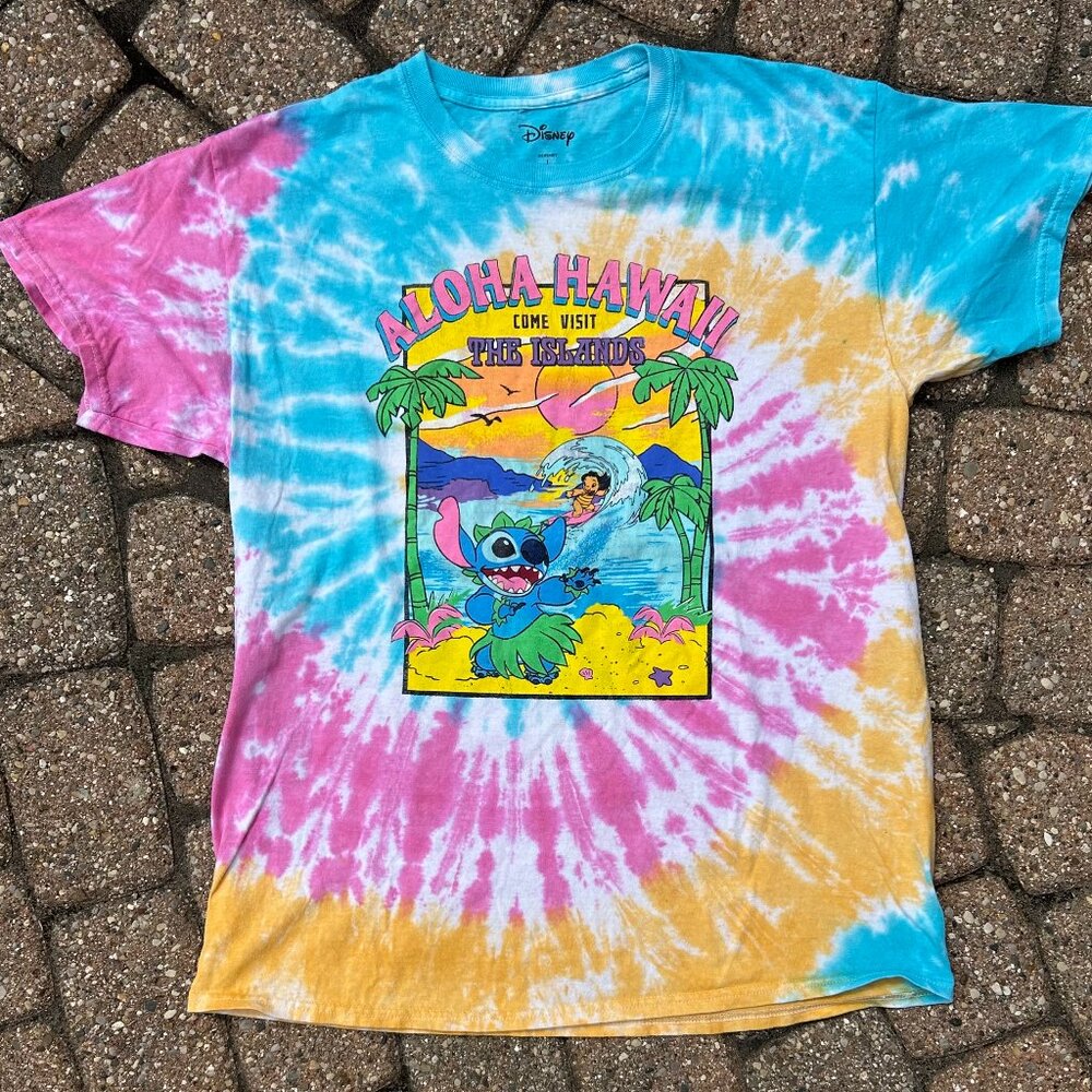 Lilo & Stitch Disney Hawaii Tie Dye T Shirt Men Sz L